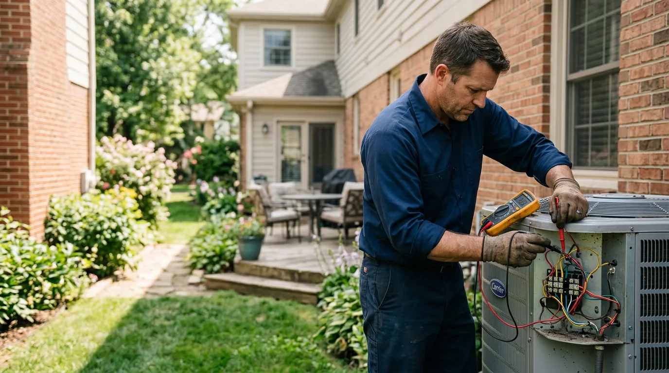 HVAC technician working near Farmersville Station, NY